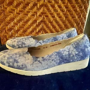 Lk New Stone Washed Denim Blue & White Skechers Memory Foam Espadrille Shoes 8M